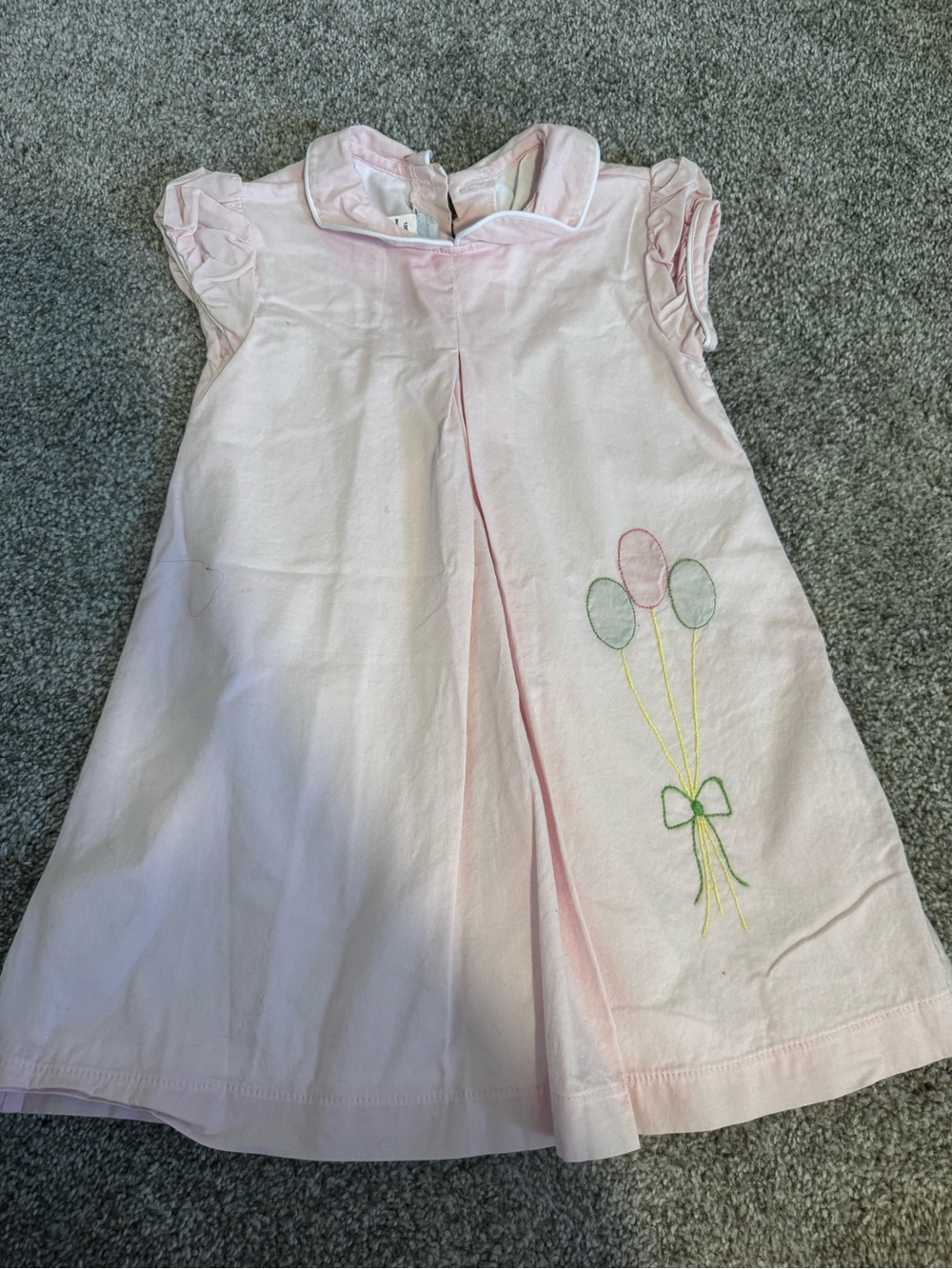 Little English Light Pink Girls' Dress birthday balloons with White Piping